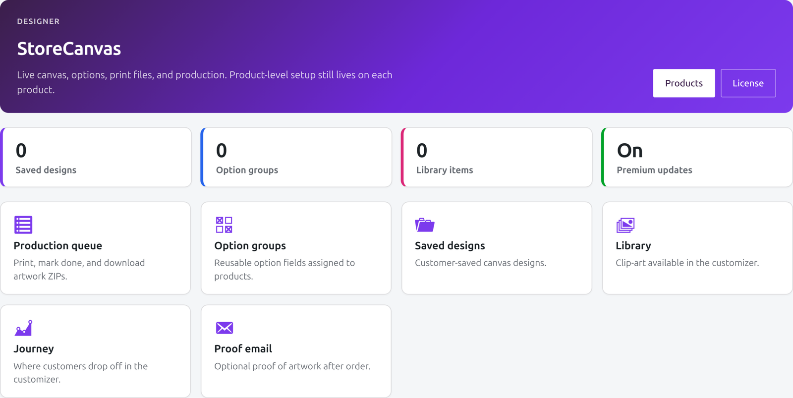 WooCommerce product page - paid StoreCanvas canvas shown for context; Lite is options only
