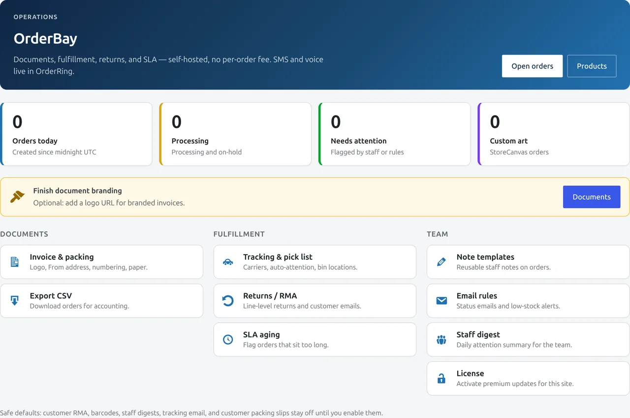 OrderBay fulfillment and document dashboard