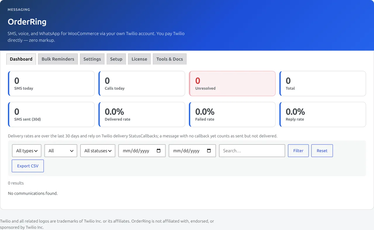 OrderRing dashboard and pickup chat